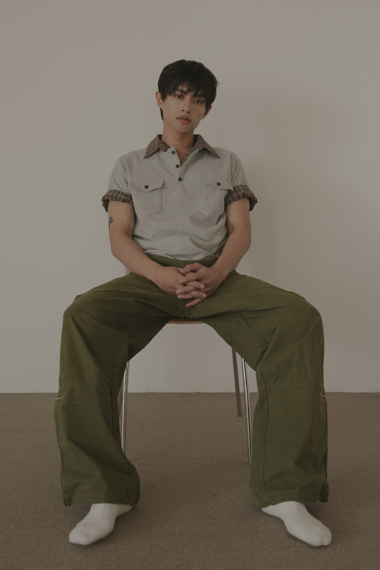 Core Pocket Henley Neck Short Sleeves #短T