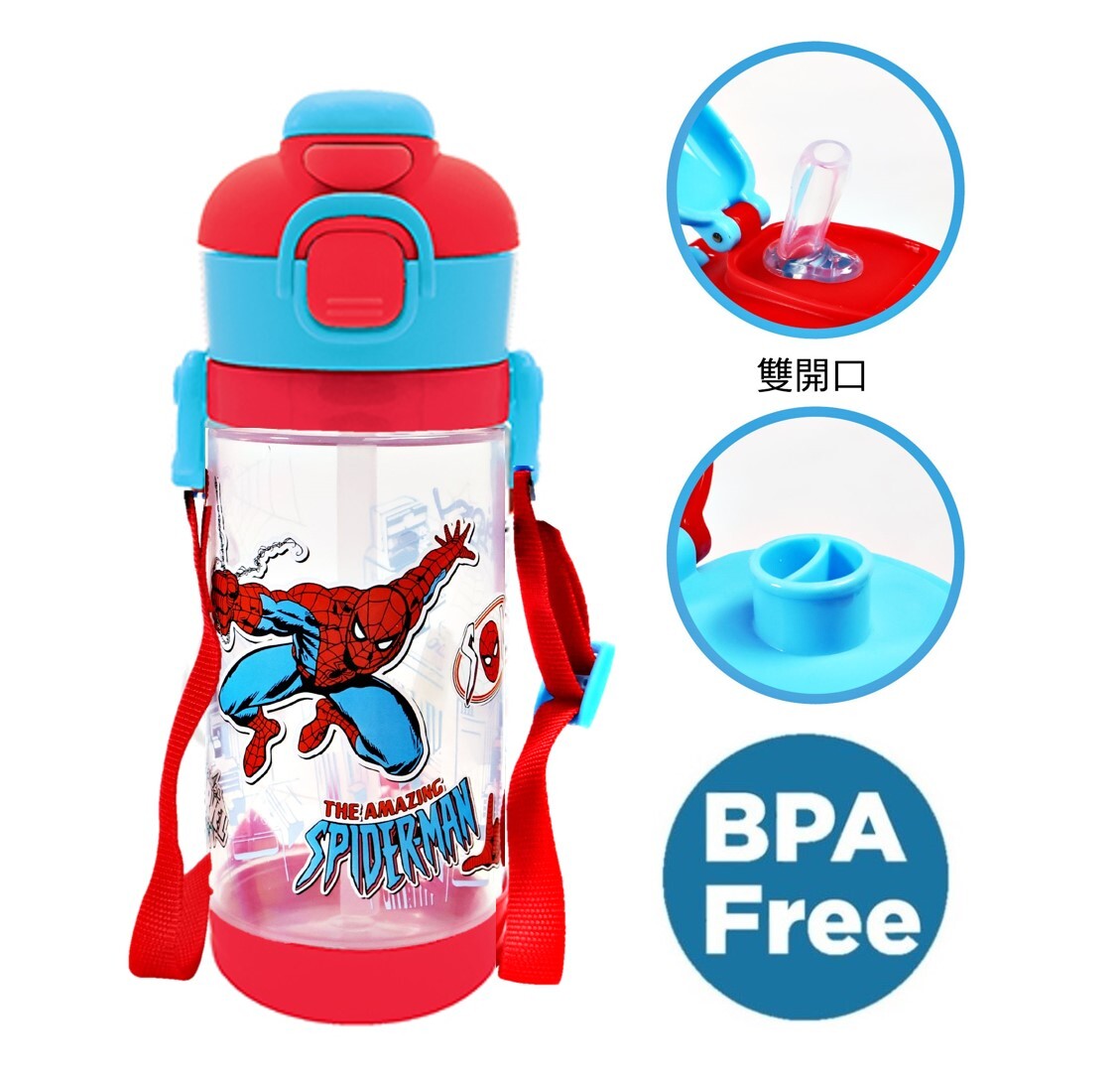 Marvel 蜘蛛俠- 便攜式背帶兒童吸管水樽| 兩段開合式(450ml)