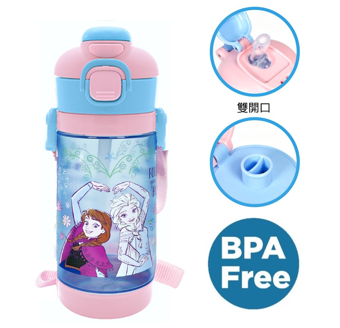 迪士尼魔雪奇緣 - 便攜式背帶兒童吸管水樽| 兩段開合式(450ml