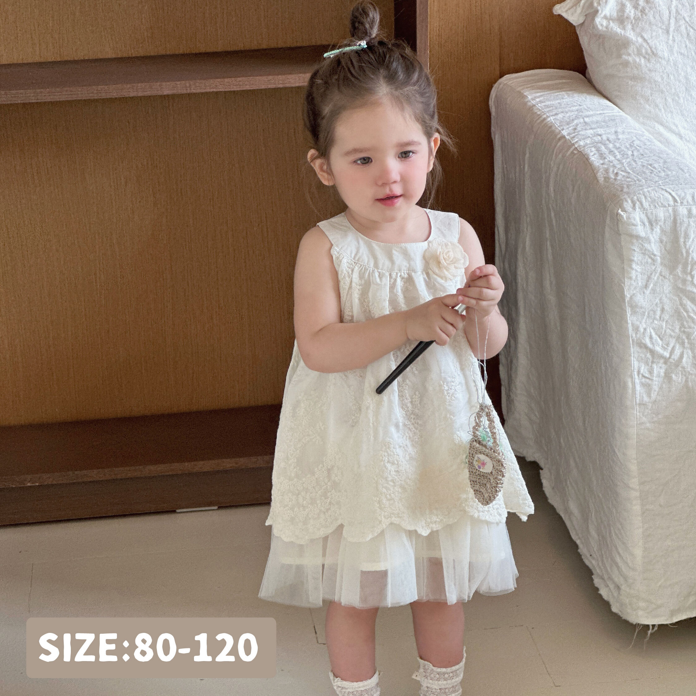 【H50273】氣質花藤刺繡立體玫瑰花洋裝