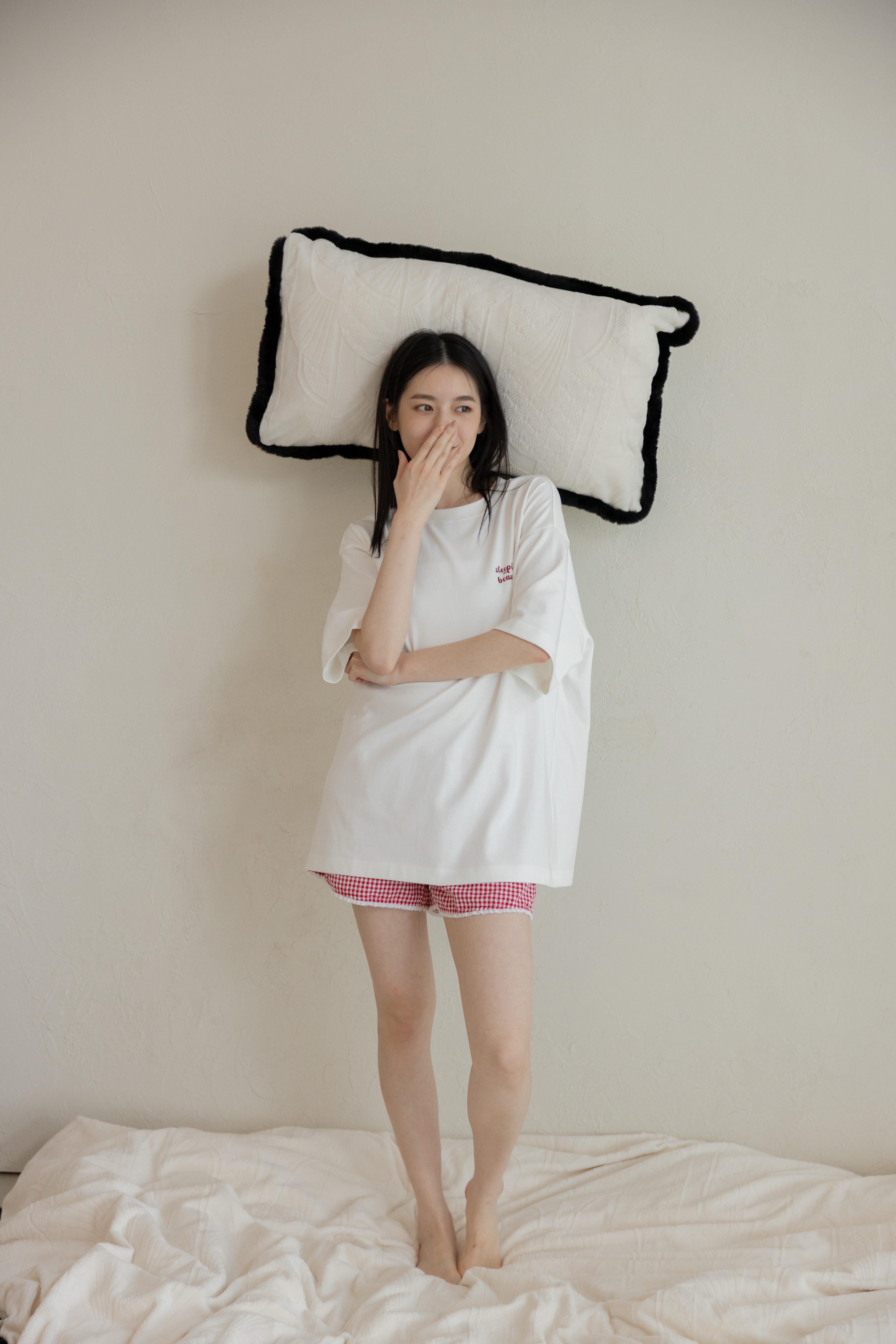 sleeping beauty純棉睡衣套裝-紅白格