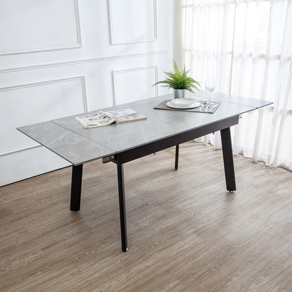 艾斯特4.7尺工業風伸縮岩板餐桌/拉合餐桌/工作桌/會議桌