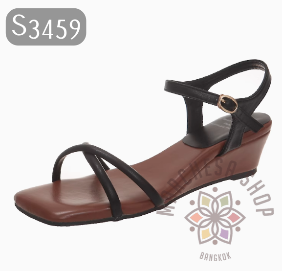 S3459 - 牛皮簡約交叉搭帶船踭涼鞋