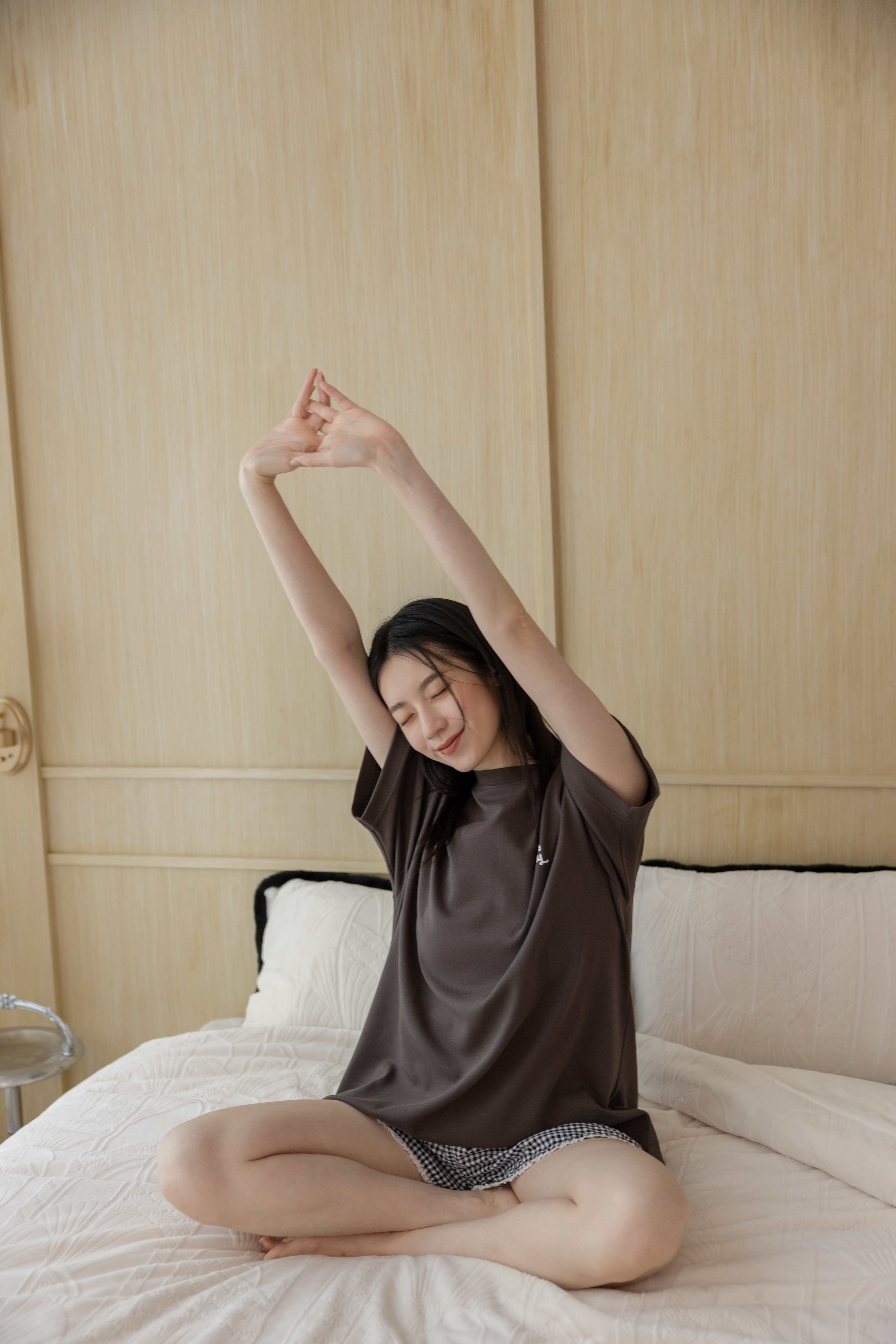 sleeping beauty純棉睡衣套裝-黑白格