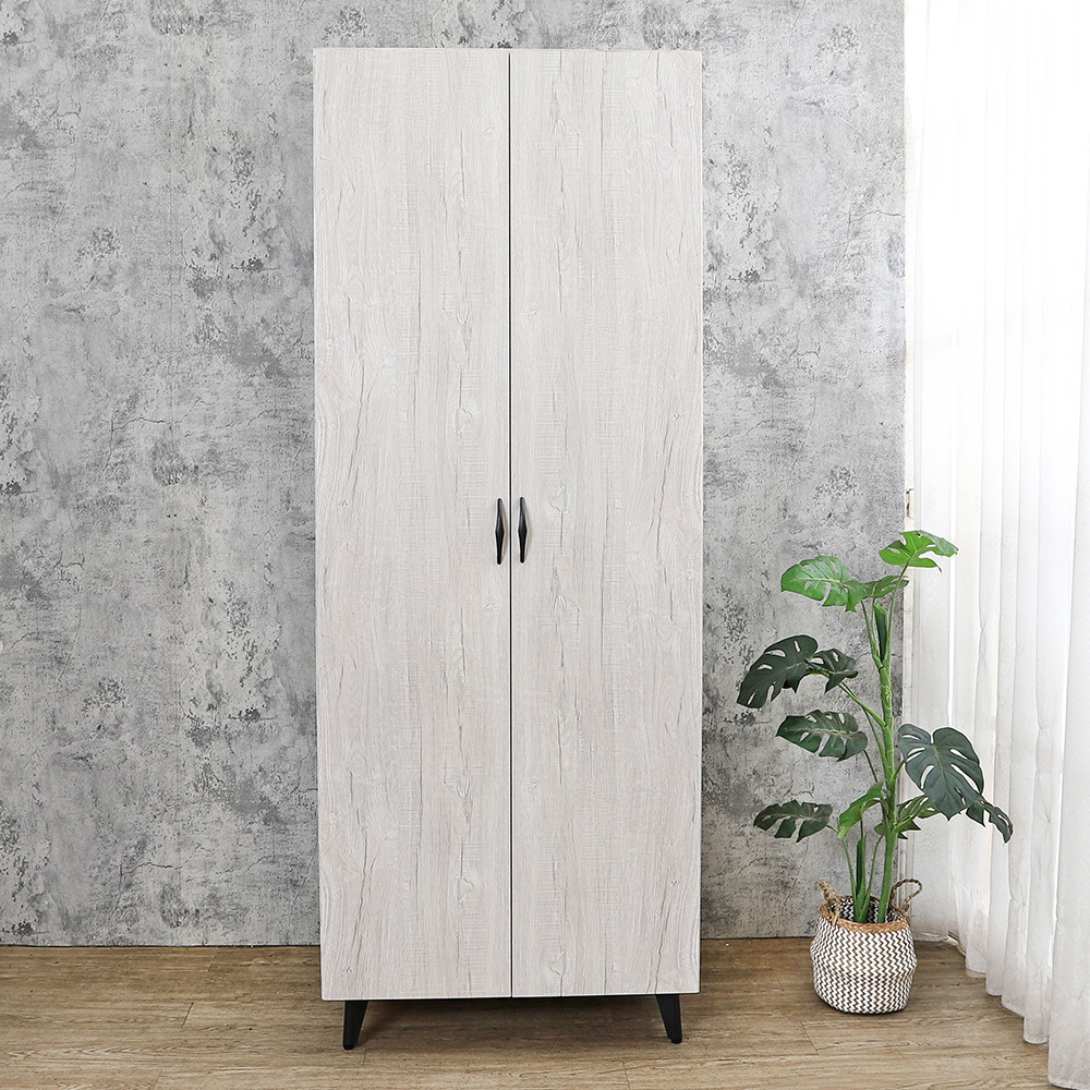 哈爾2.5尺工業風二門收納衣櫃(單吊桿+收納層格)