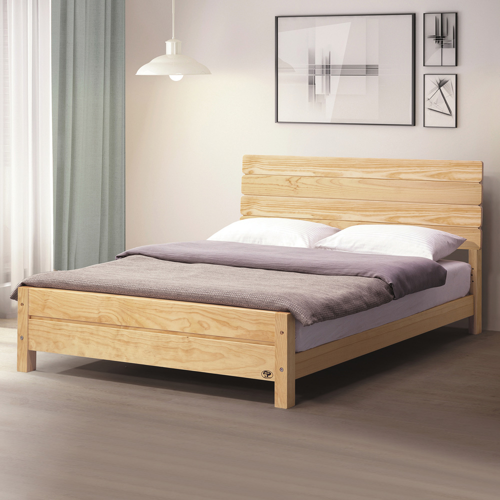 杰爾5尺雙人松木實木床架