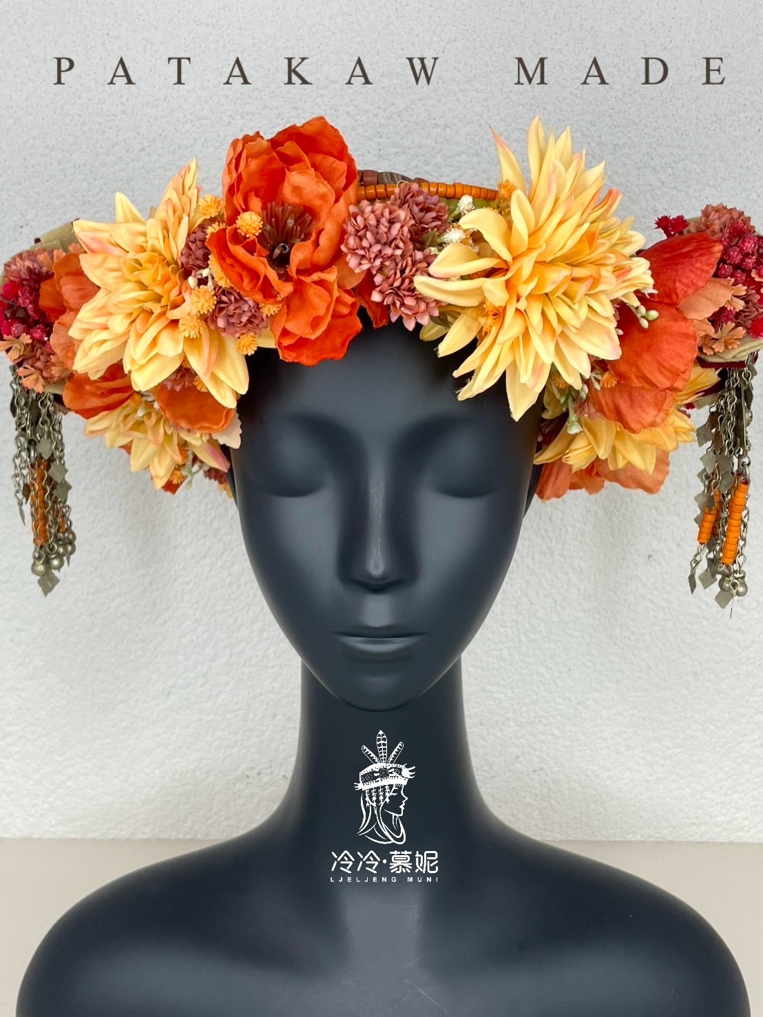 P-No.79貿易老珠配花轉珠頭飾56cm