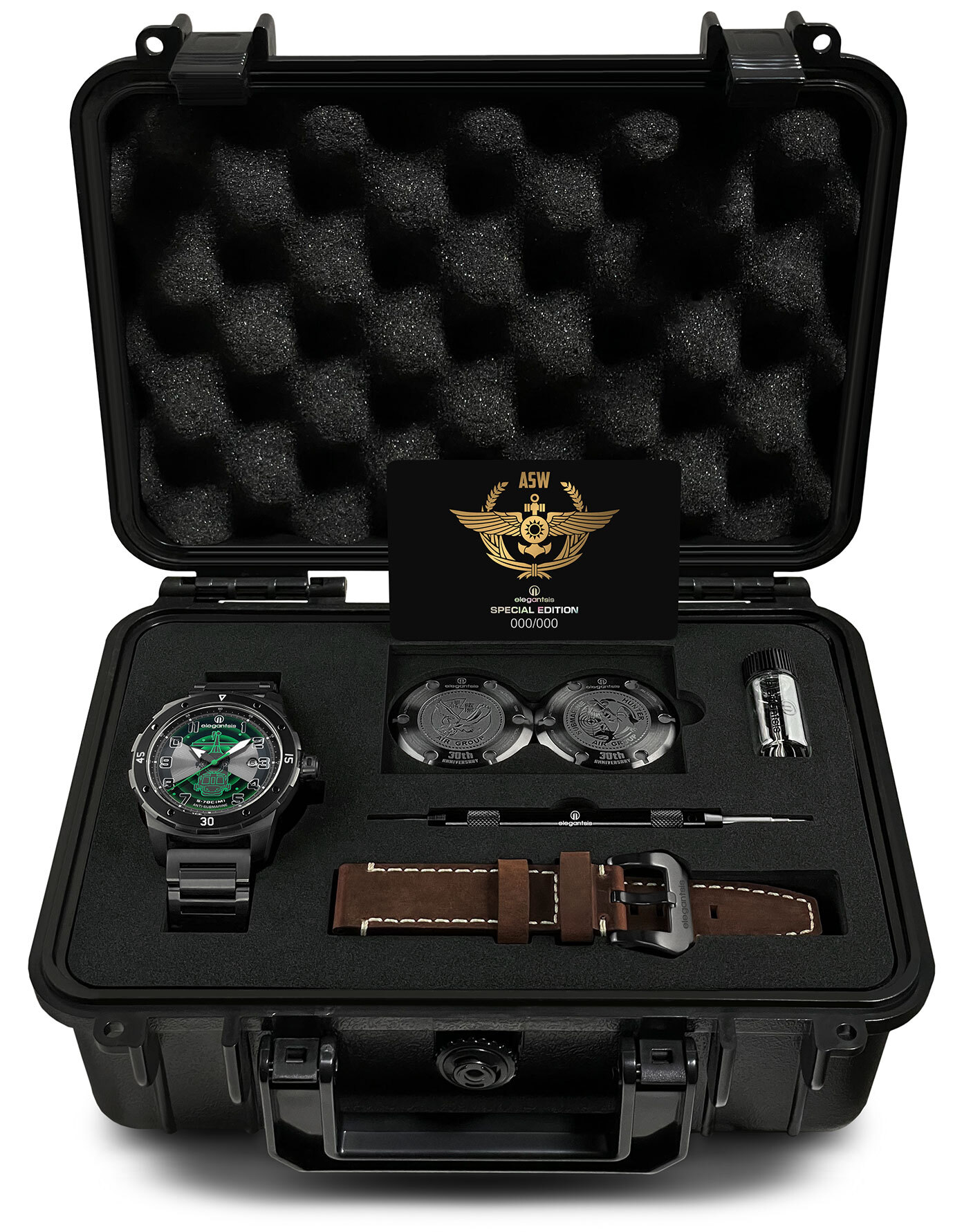 萬年鐘錶 - elegantsis 愛樂時  塞考斯基S-70C(M) 直升機限量機械經典男錶 ELJO48MAS-ASW-8G03MA  錶徑 : 45.5MM