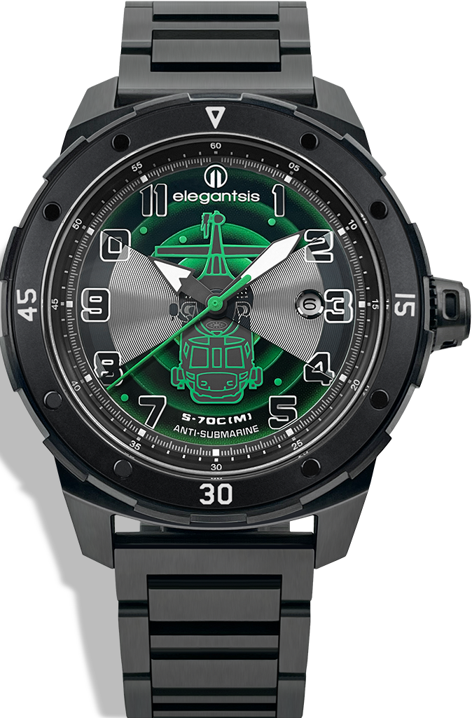 萬年鐘錶 - elegantsis 愛樂時  塞考斯基S-70C(M) 直升機限量機械經典男錶 ELJO48MAS-ASW-8G03MA  錶徑 : 45.5MM