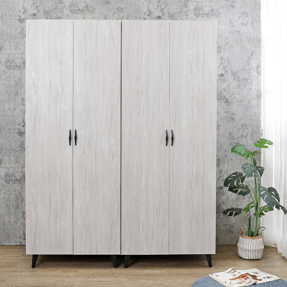 哈爾5.1尺工業風四門收納衣櫃(三吊桿+收納層格)