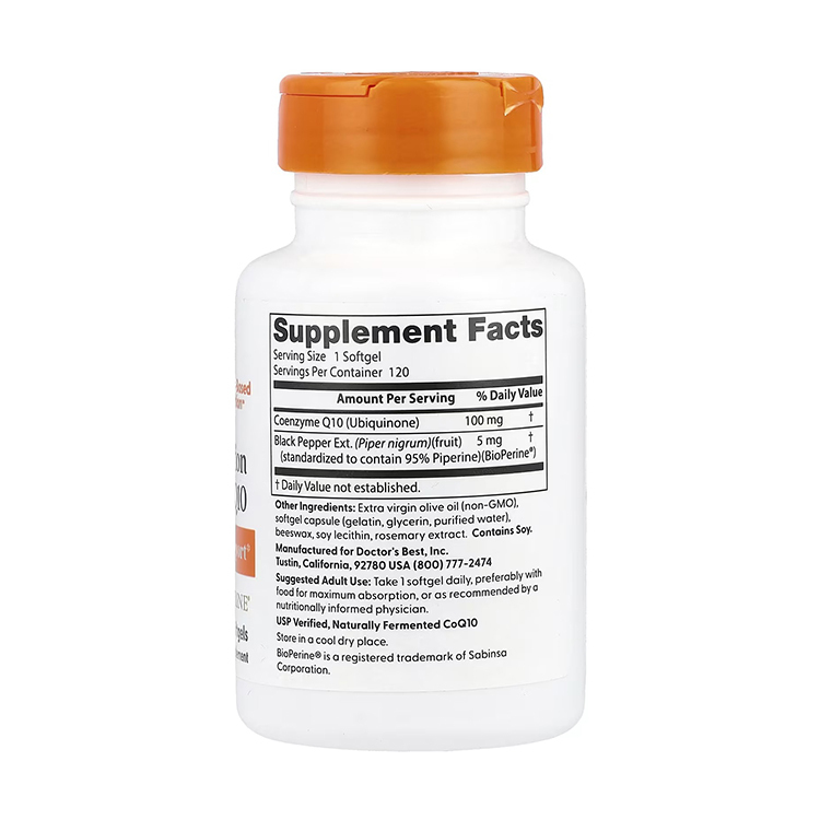 Doctor's Best, High Absorption CoQ10 with BioPerine, 100 mg, 120 Softgels