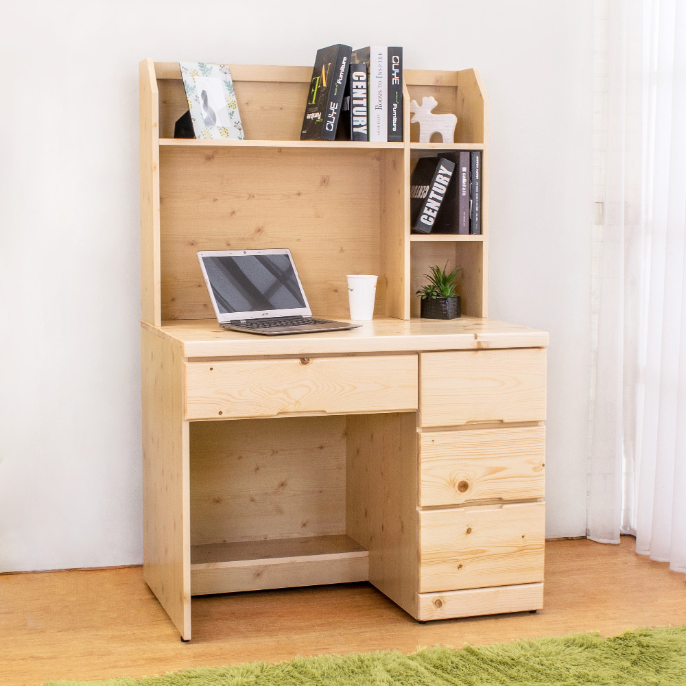 松木3.3尺松木書桌(上座+下座)