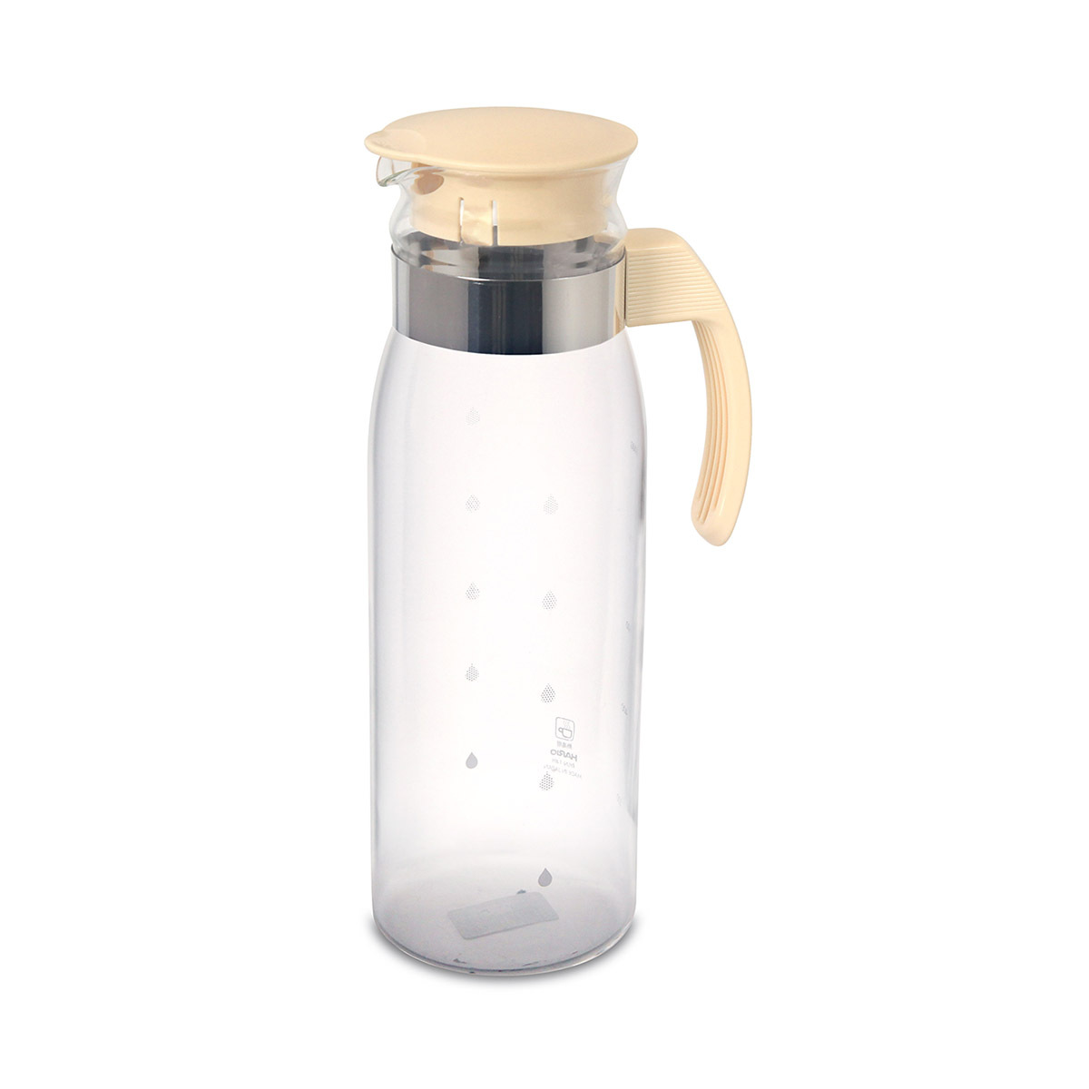 日本HARIO 1.4L 耐熱玻璃冷水瓶 -米黃色 -RPLN-14DC