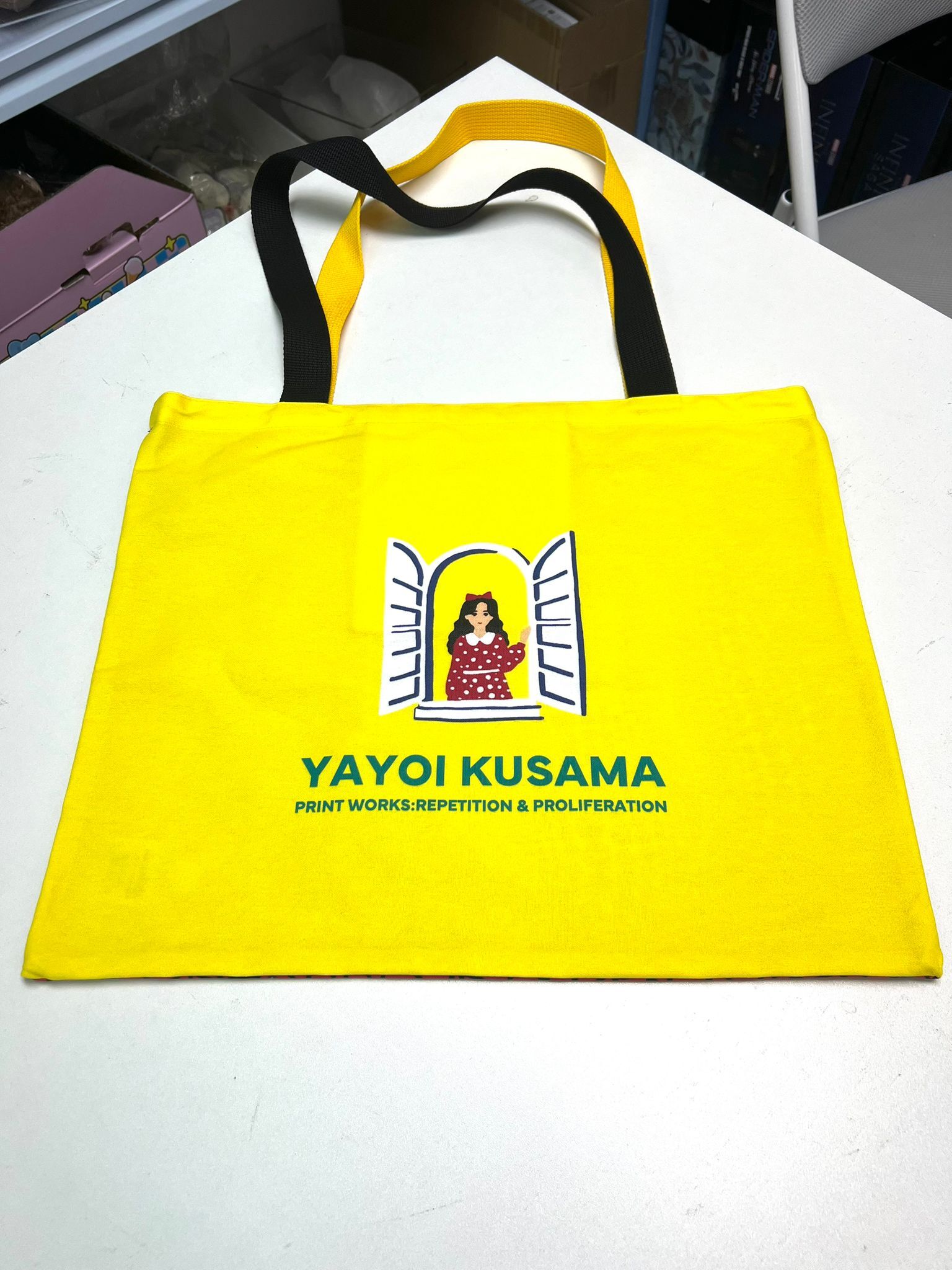 “Hello” Tote Bag from YAYOI KUSAMA PRINT WORKS: REPETITION &&nbsp;PROLIFERATION