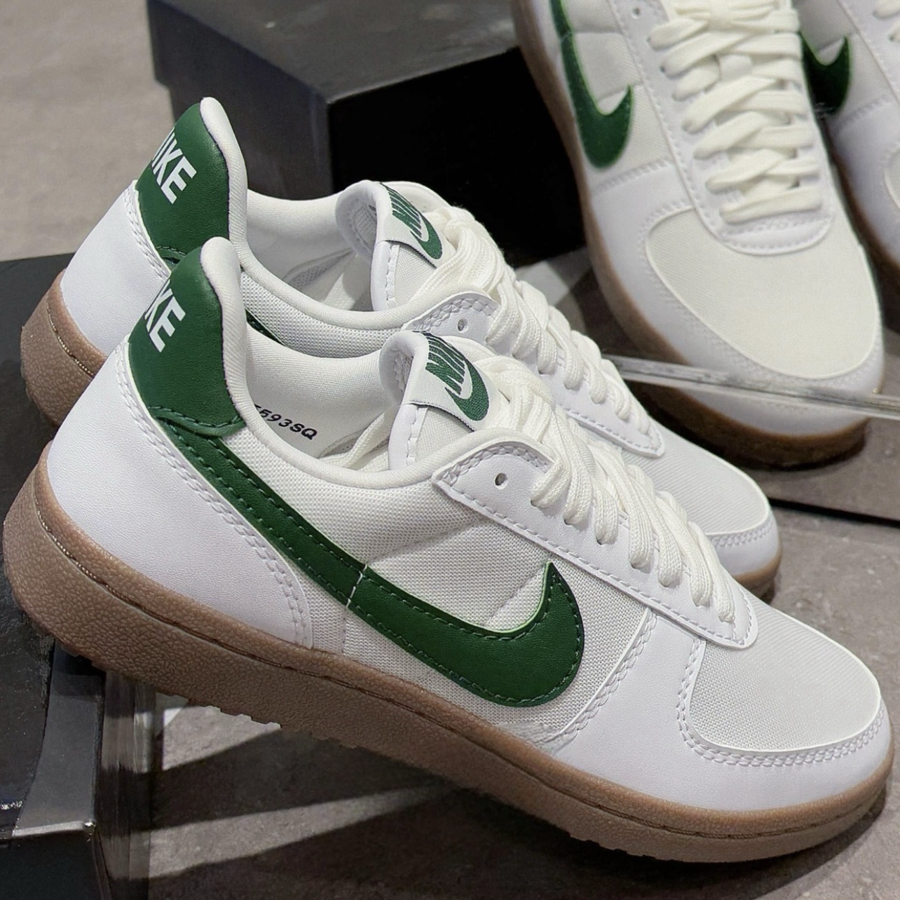 Nike WMNS FIELD GENERAL '82 輕量 薄底復古女鞋 德訓鞋 白綠膠底 小白鞋 皮革網面 FZ5593-103