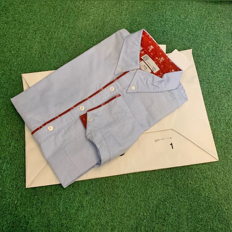 VISVIM V+V OXFORD PIZI L/S (GIZA) *RED PATTERN - LT.BLUE SIZE 1 IN STOCK NOW (現貨發售中)