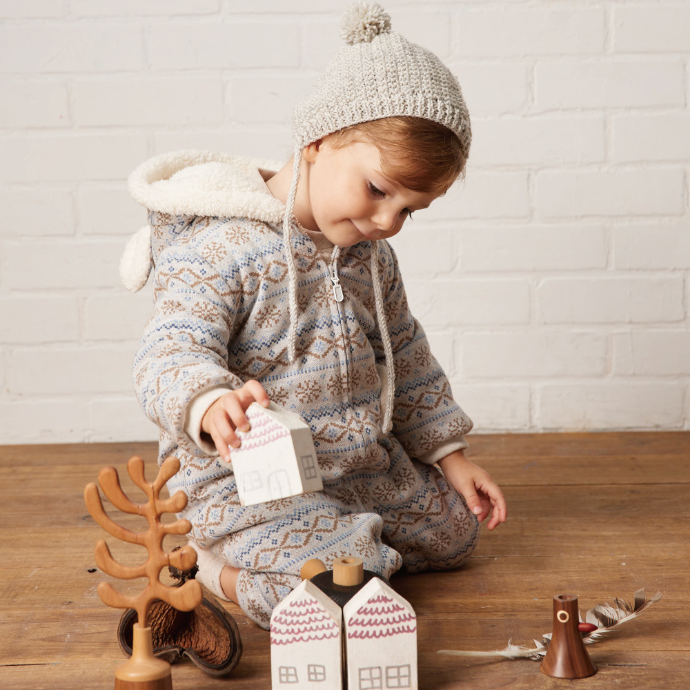 PIPPY 可愛小綿羊連帽連身暖暖長袖包屁衣禮盒 灰藍