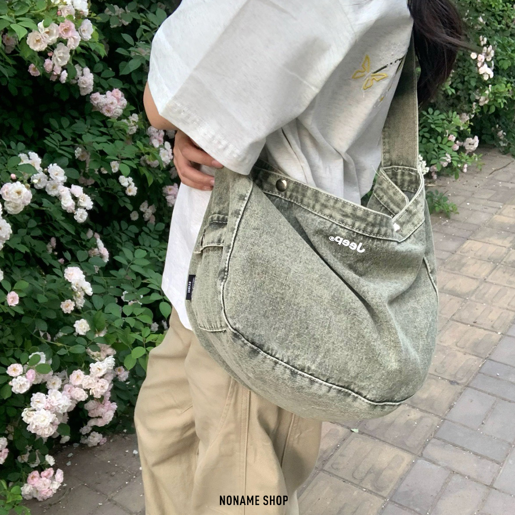 JEEP HOBO BAG 經典 小LOGO 刷舊 牛仔 肩背 斜背包 四色