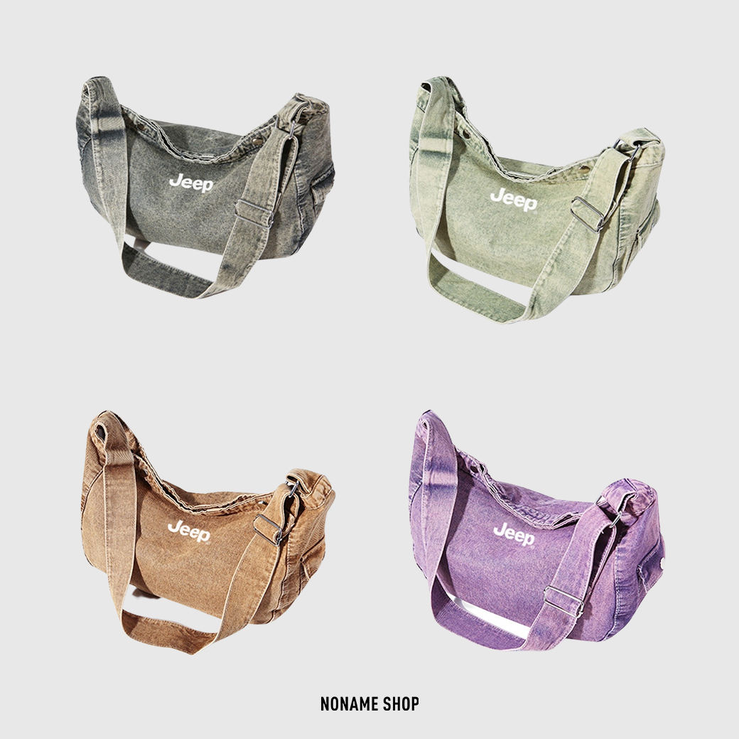 JEEP HOBO BAG 經典 小LOGO 刷舊 牛仔 肩背 斜背包 四色