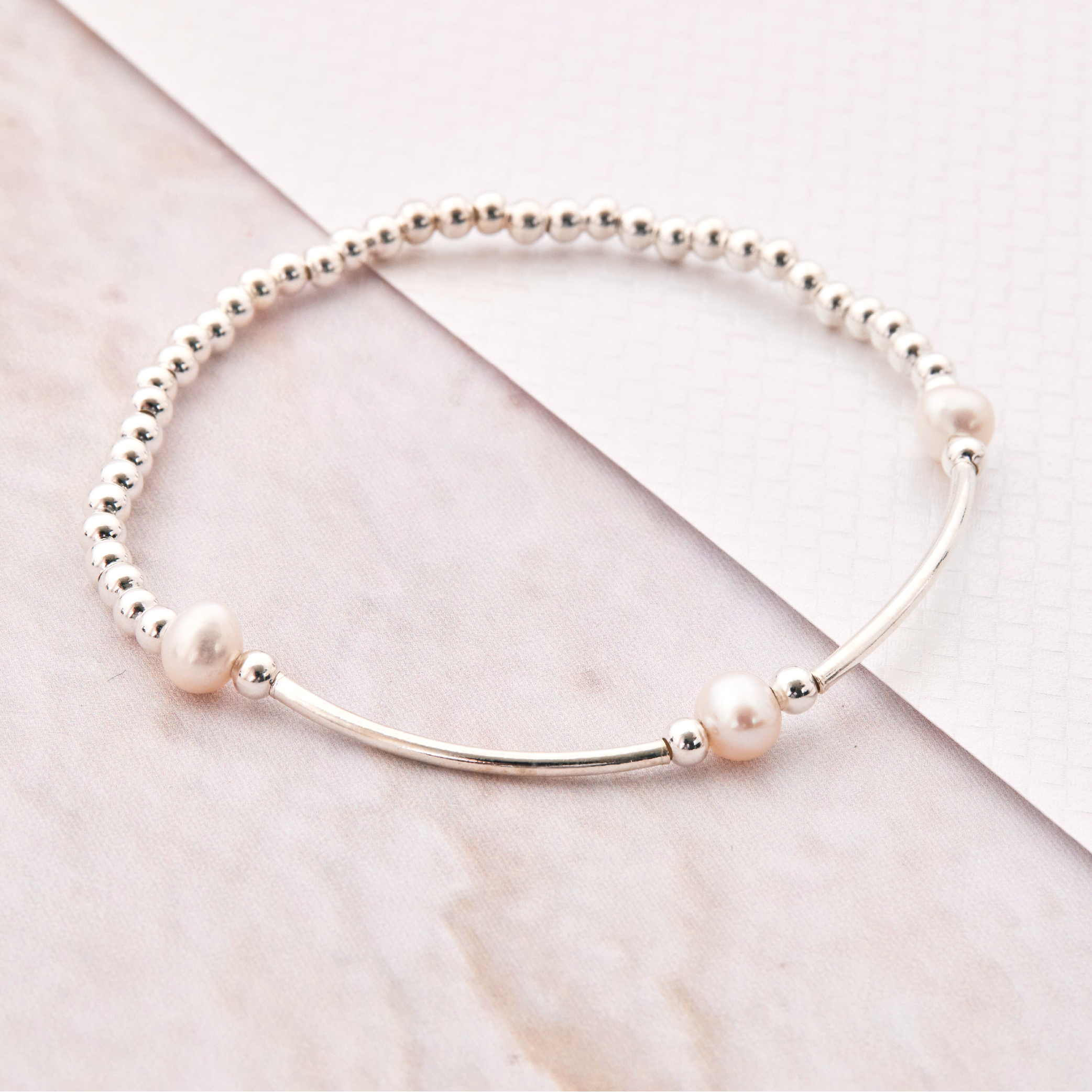 B456  | 純銀淡水珍珠彈性手鍊