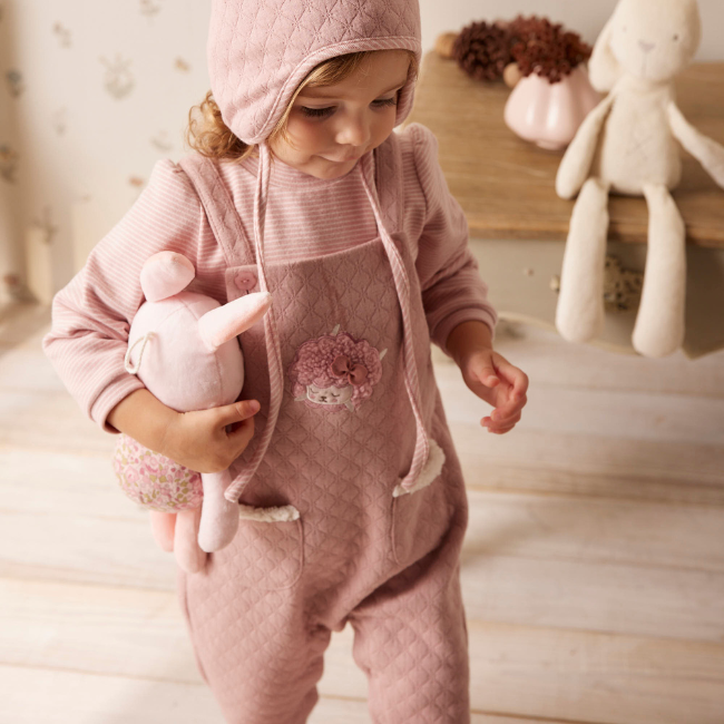 PIPPY小綿羊棉質三件式吊帶褲禮盒 粉