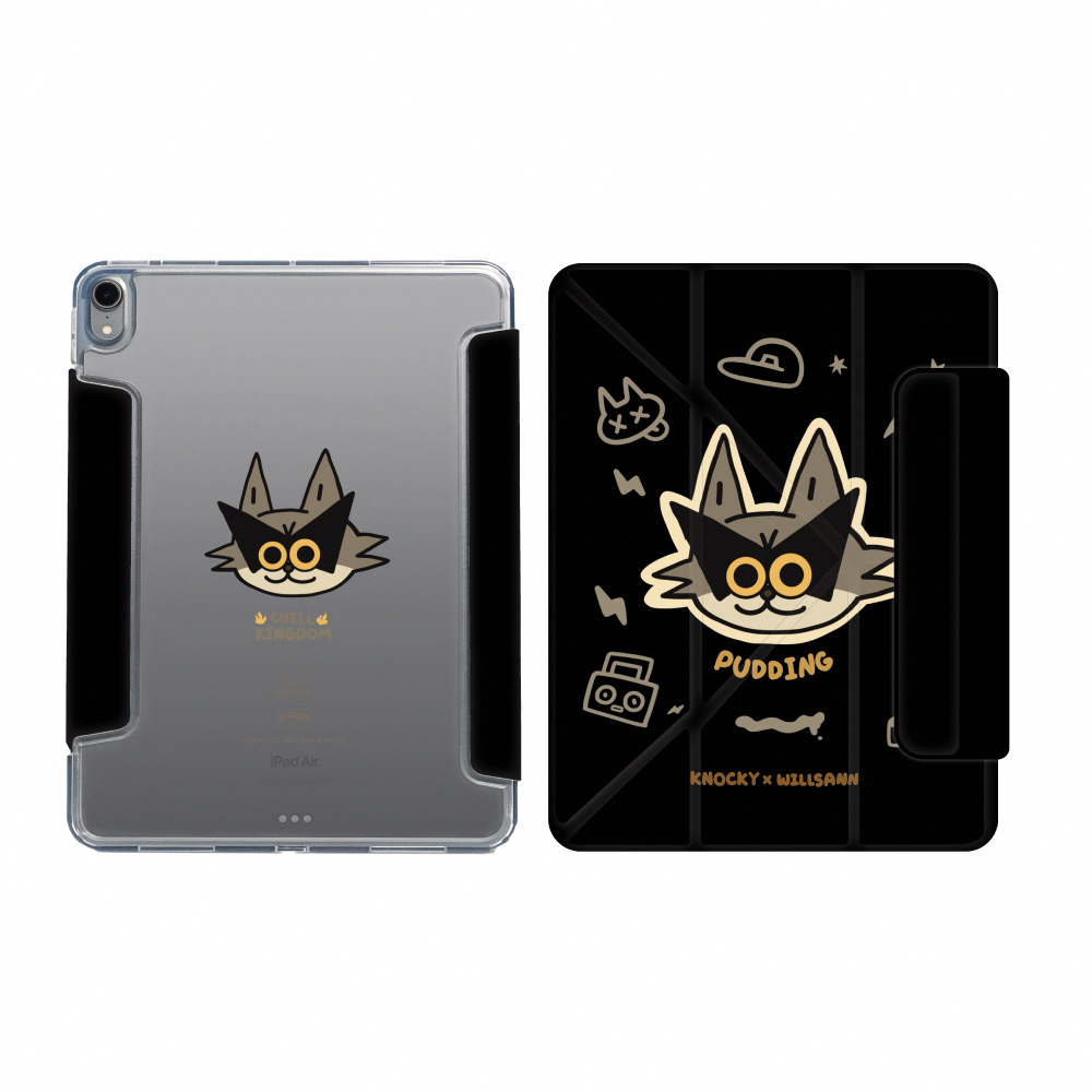 【Knocky x Willsann】『布丁神偷』iPad Air/Pro/mini 多折搭扣平板保護殼 (Y折式/右側鏤空)