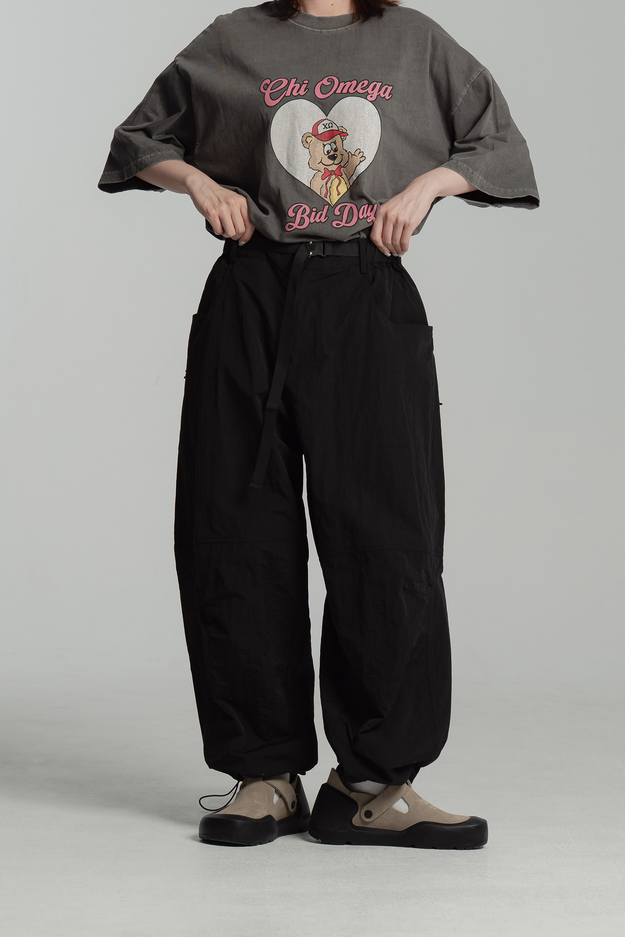 隱藏式通風口腰帶長褲 2色