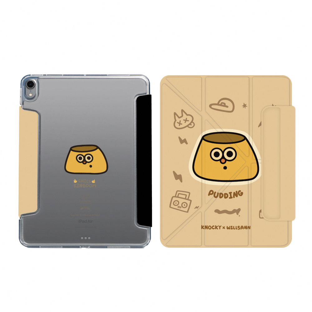 【Knocky x Willsann】『布丁』iPad Air/mini 多折搭扣平板保護殼 (Y折式/右側鏤空)