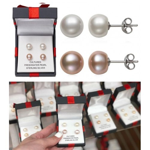 【現貨】Sterling Silver A20900 1套2對純銀珍珠耳環