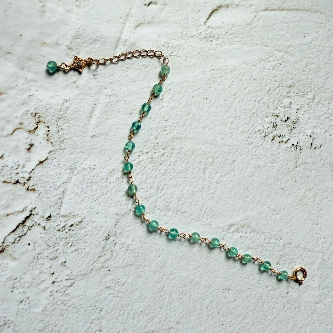 【現貨】全人手手工繞線手鍊 • 磷灰石 B款