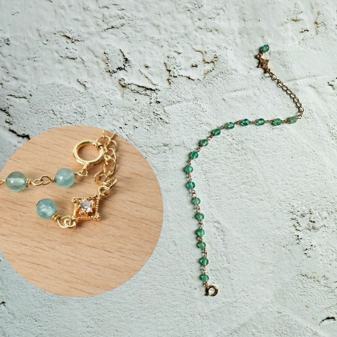 【現貨】全人手手工繞線手鍊 • 磷灰石 B款