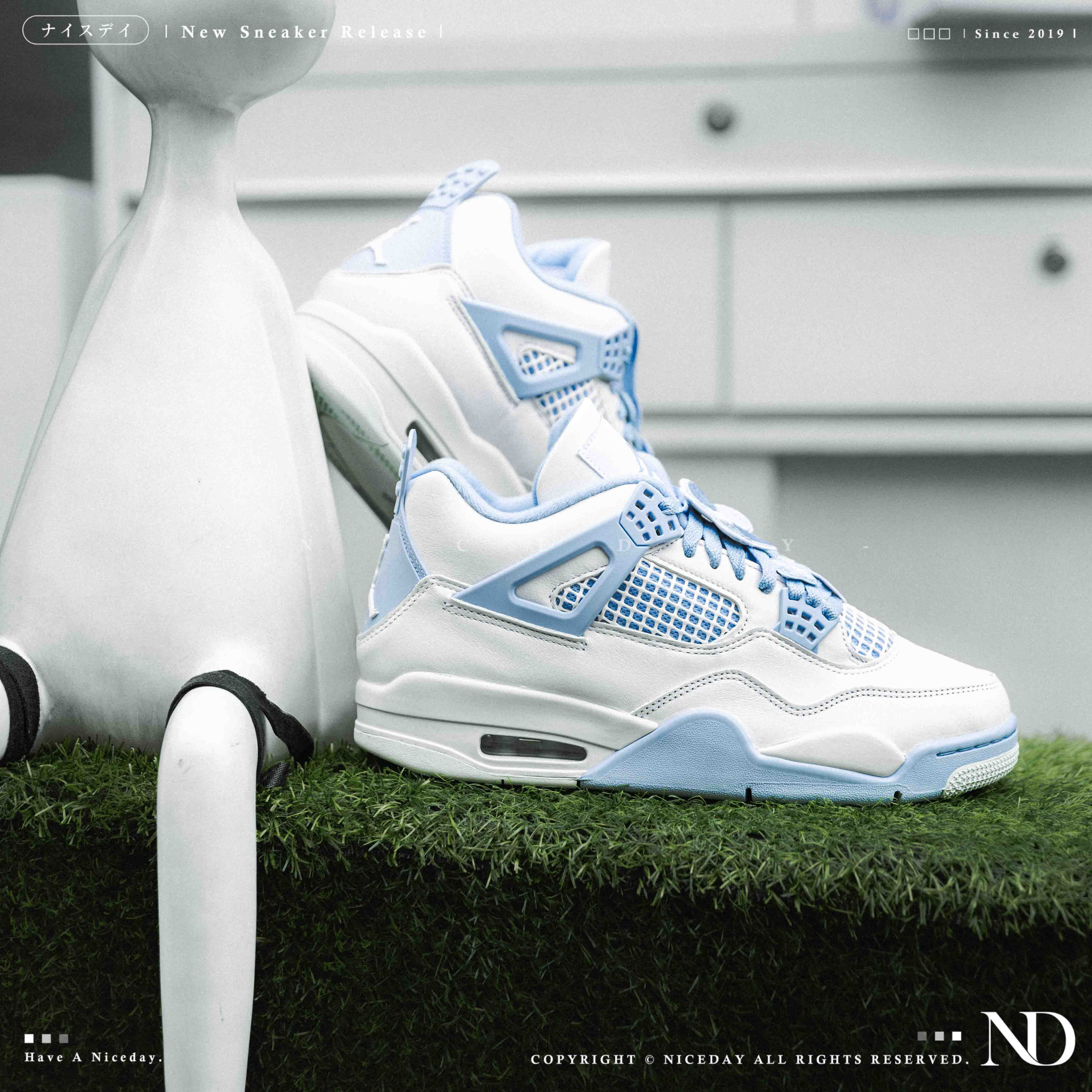 NICEDAY 現貨Air Jordan 4 Forget Me Not AJ4 勿忘我藍白水藍藍