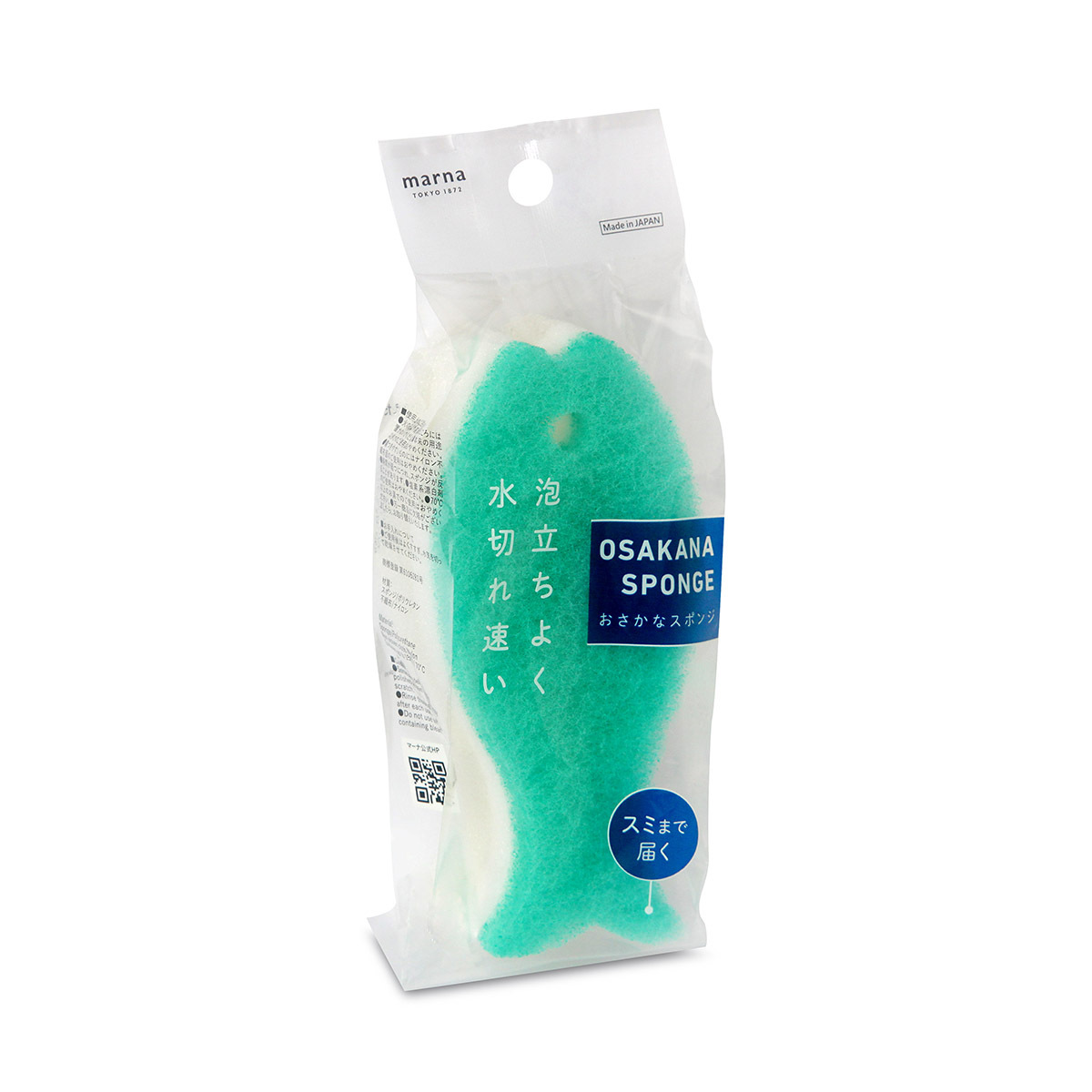 日本 MARNA 魚形清潔海綿 (淺綠色) -K170LG