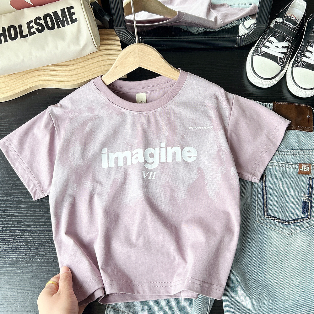 霧染字母 短袖上衣