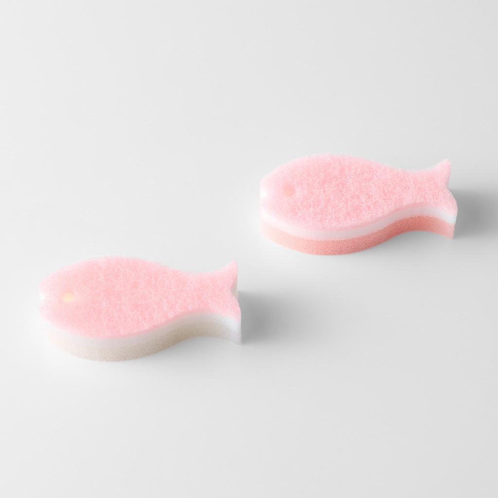 日本 MARNA  2件裝 魚形清潔海綿 (櫻花色) -P528CP