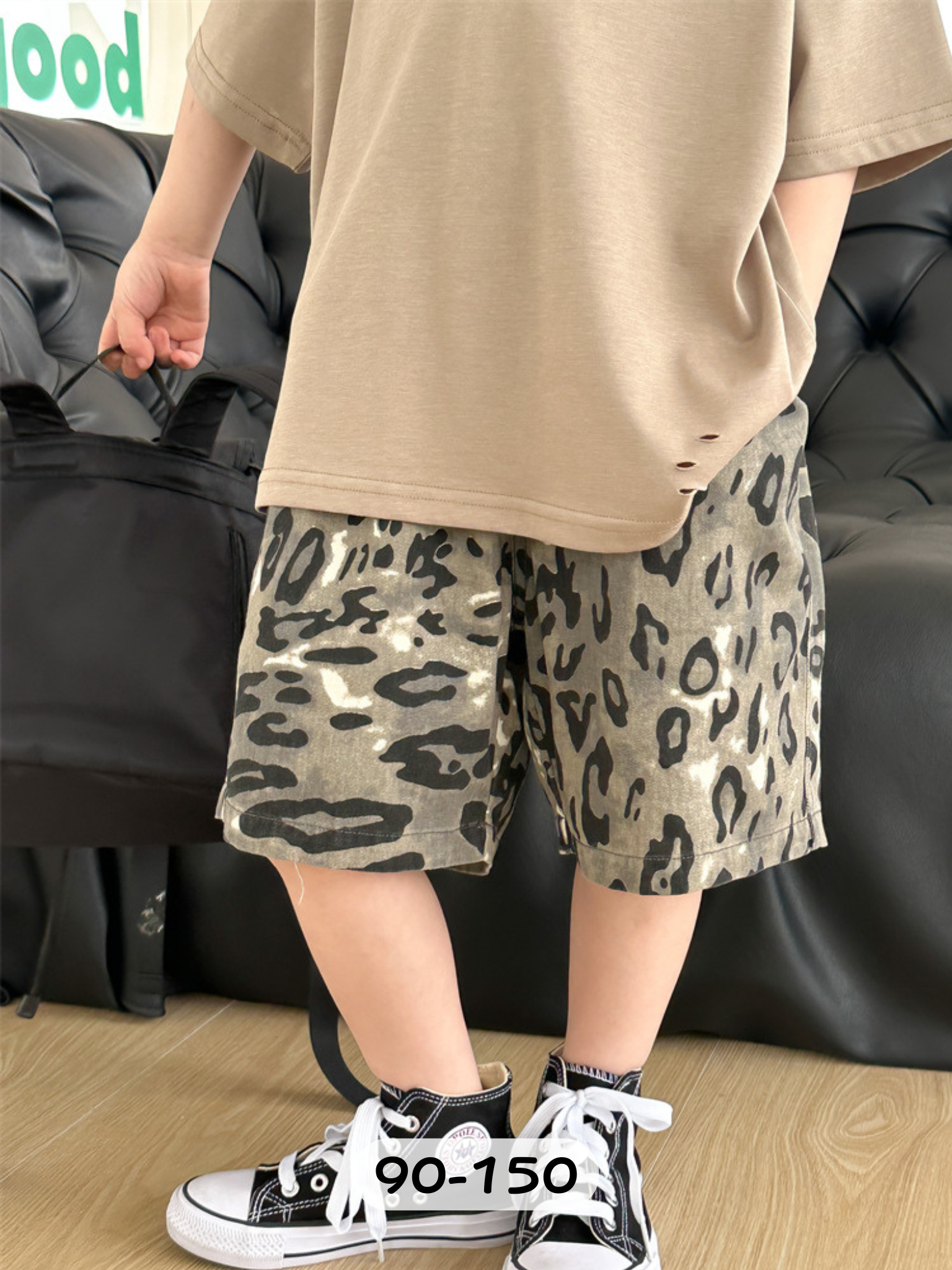 卡其豹紋 五分短褲