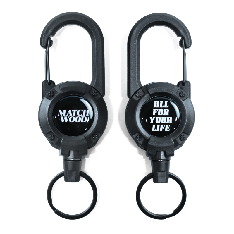 360°旋轉伸縮鑰匙扣+彈力快扣 黑色