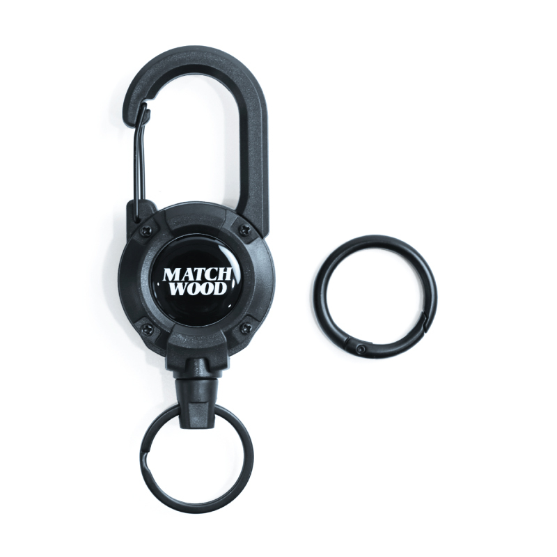 360°旋轉伸縮鑰匙扣+彈力快扣 黑色