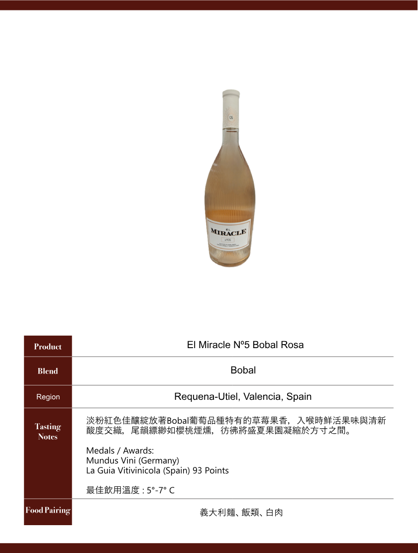El Miracle Nº5 Bobal Rosa