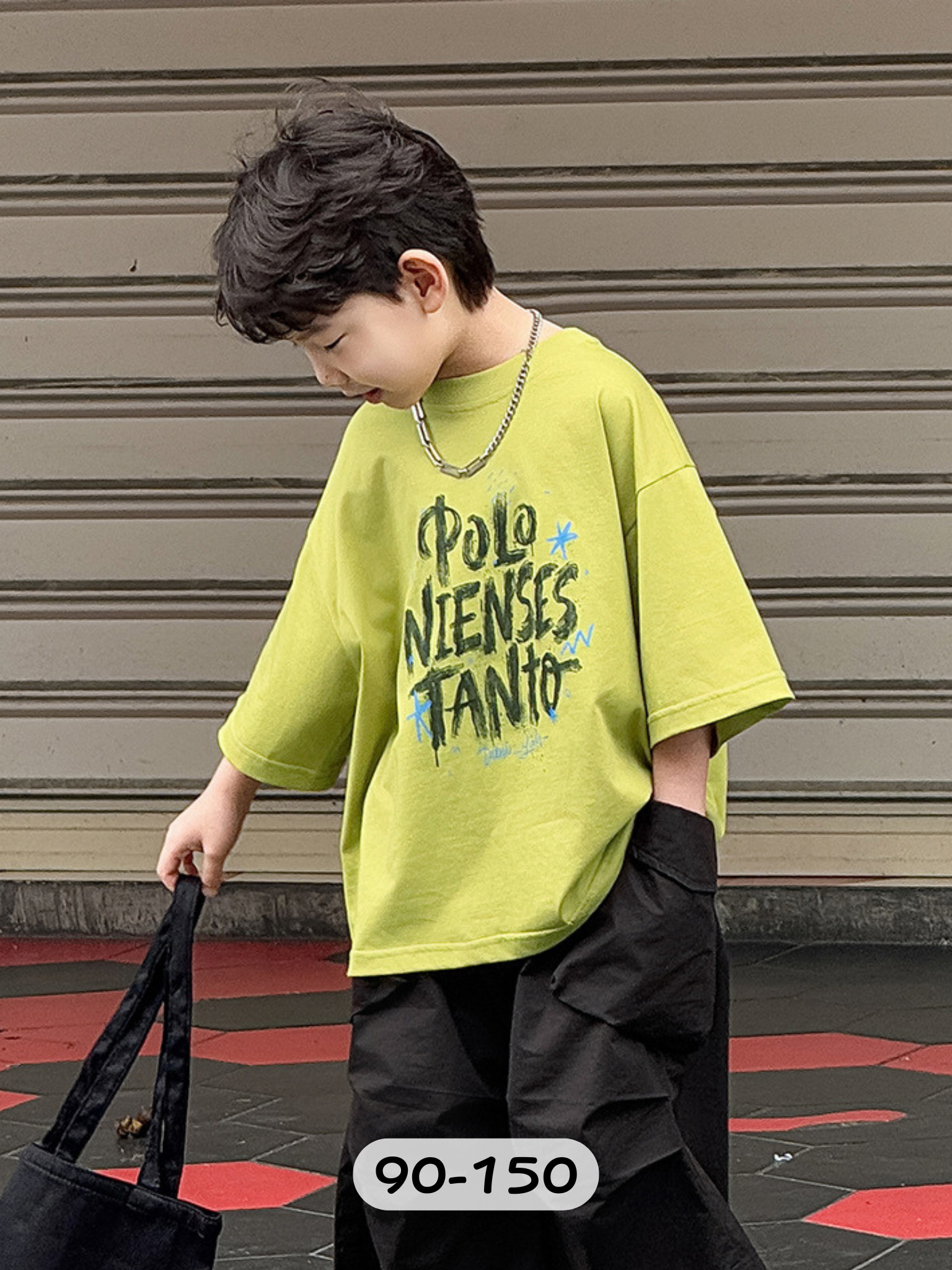 果綠塗鴉字體 短袖上衣