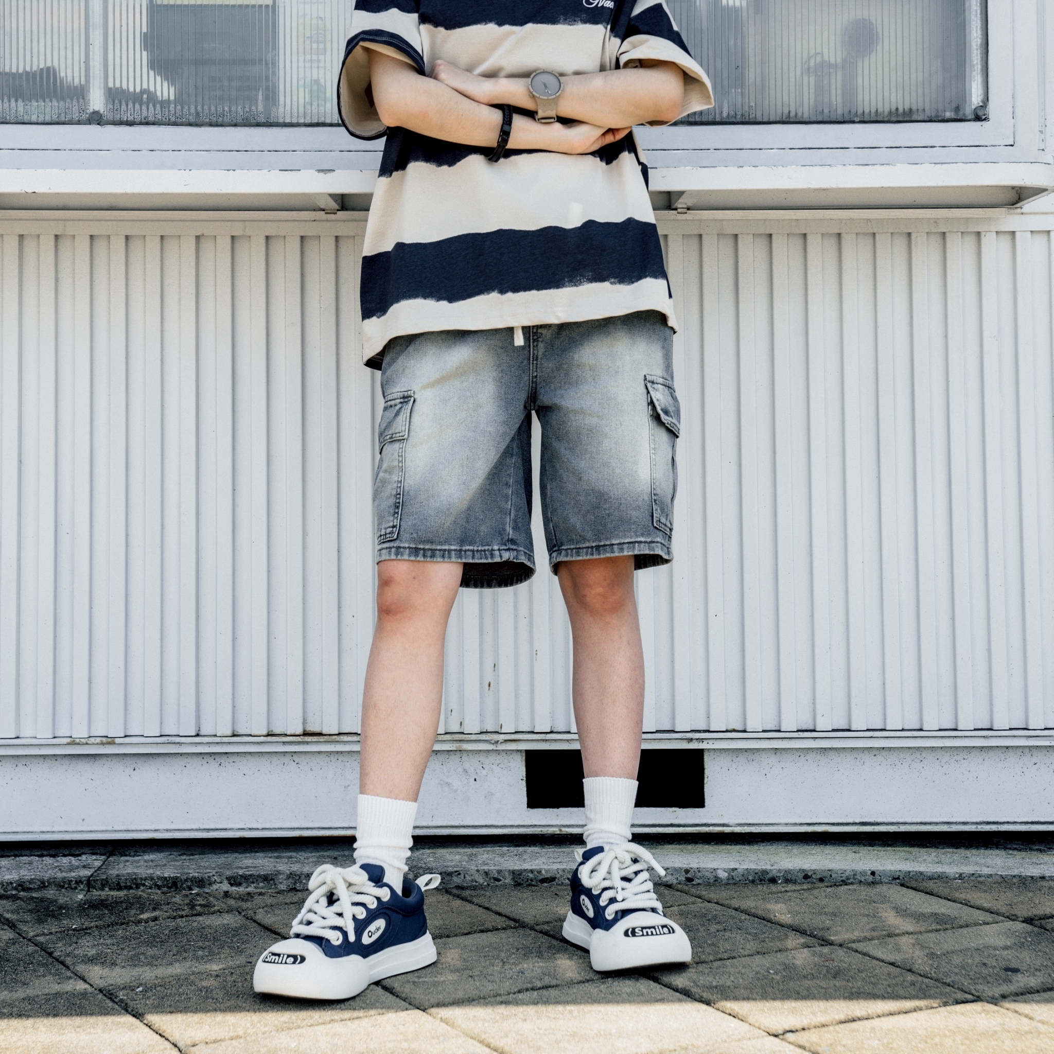 SBG 刷白口袋牛仔短褲 523