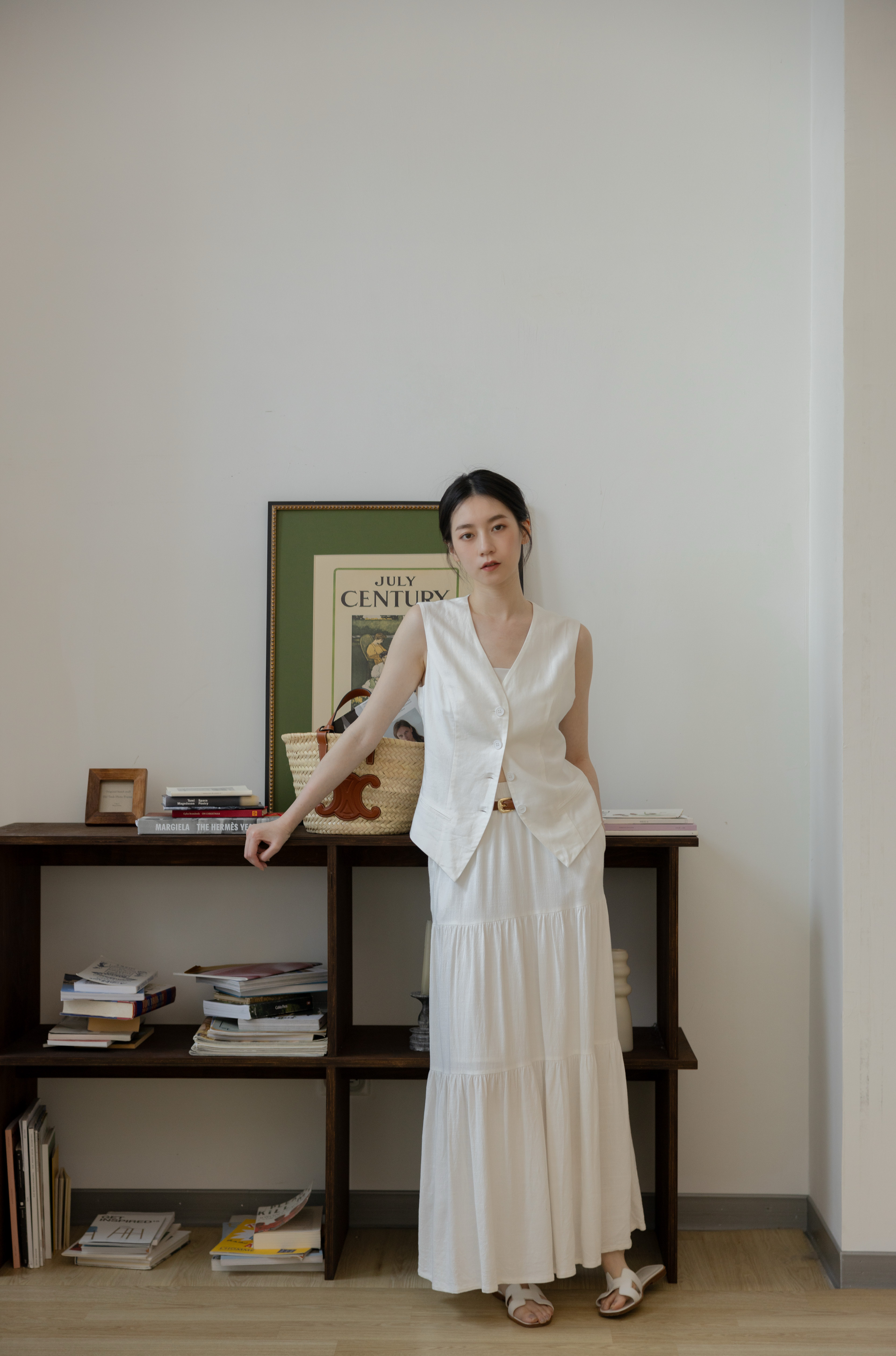 Casual Chic 棉麻蛋糕裙-白