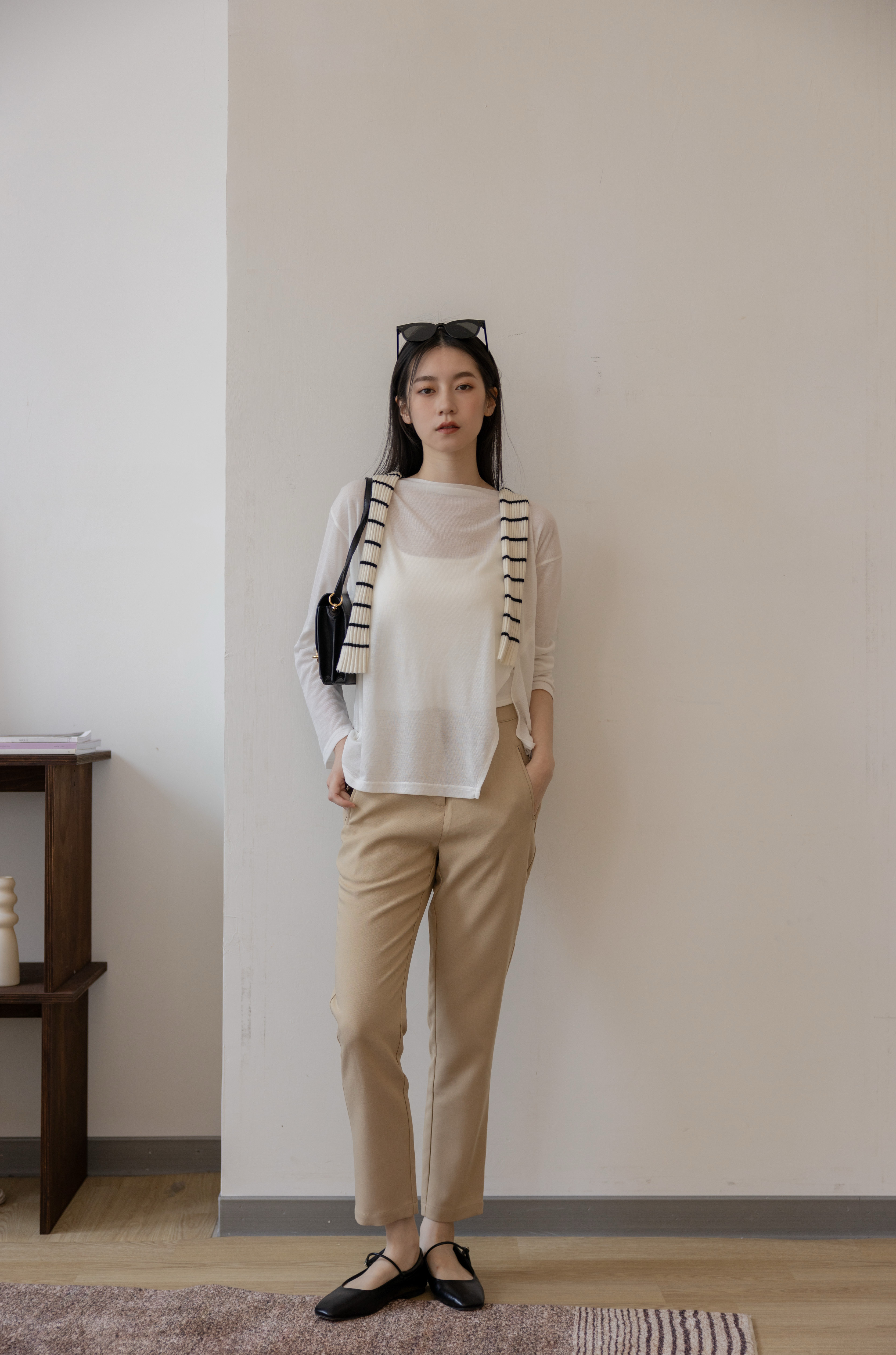 打摺顯瘦西裝褲-杏