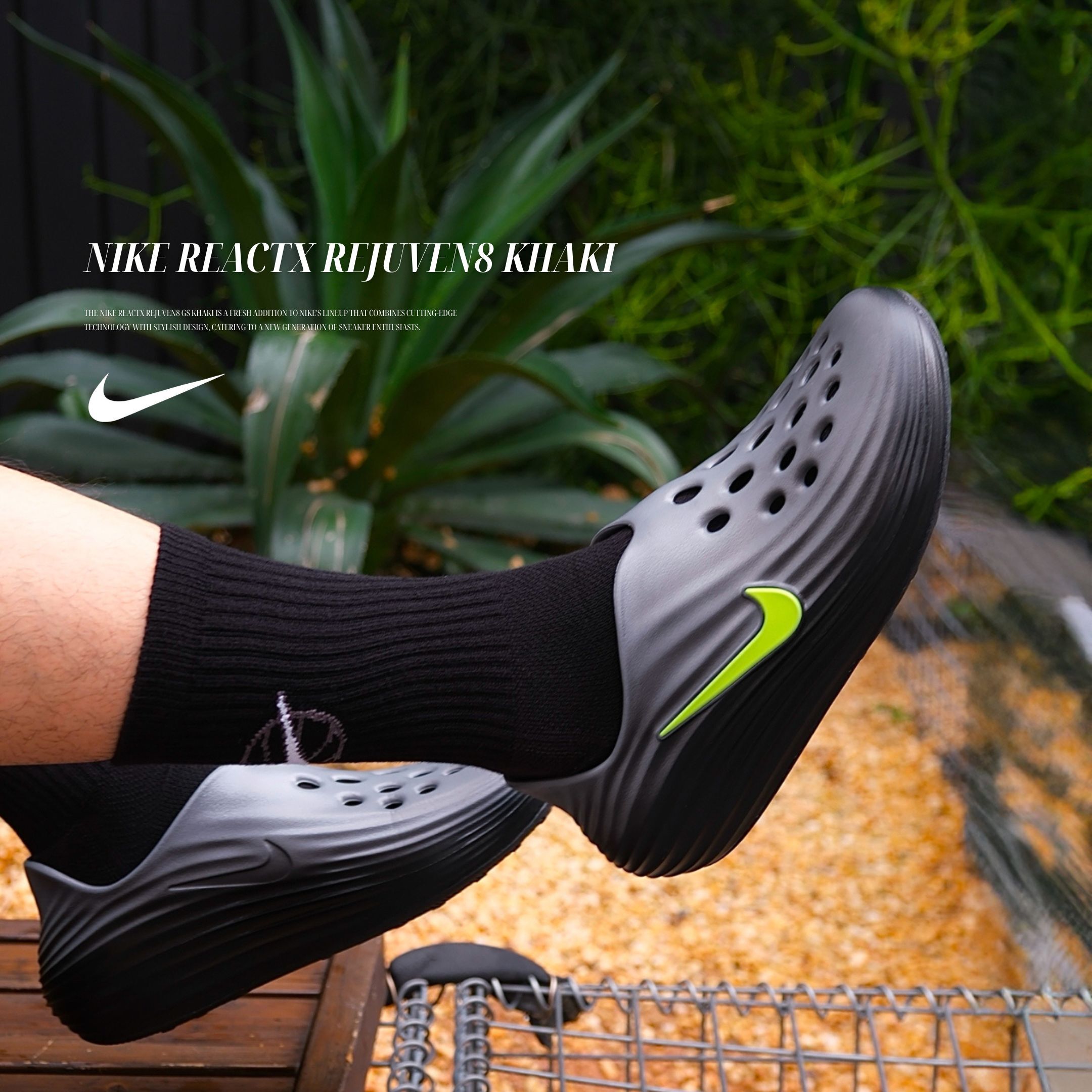 NICEDAY 代購 Nike ReactX Rejuven 8 炭灰 洞洞鞋 螢光綠 灰 黑 男鞋 拖鞋 HV5060-003