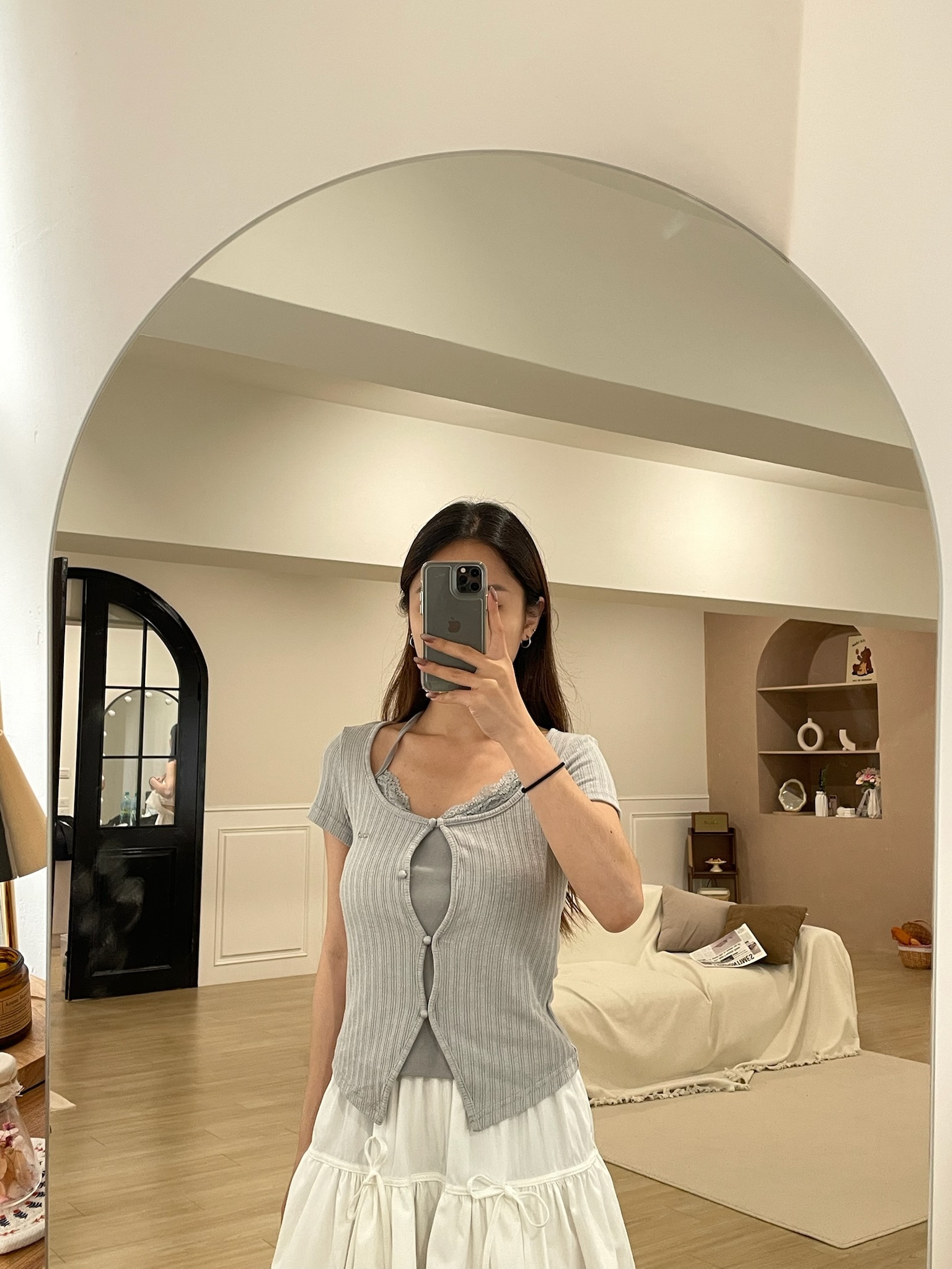 小清新圓珠繞脖上衣