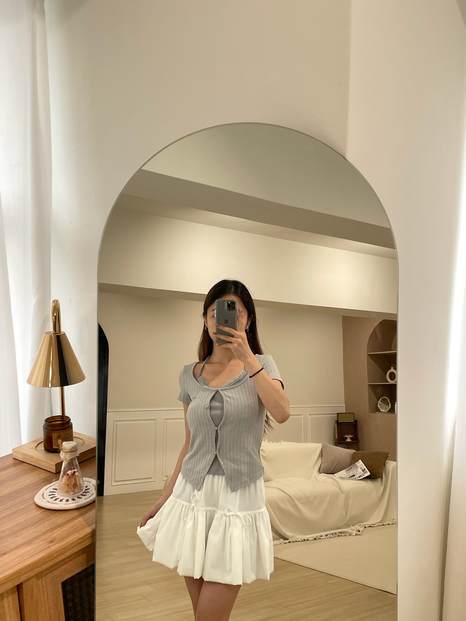 小清新圓珠繞脖上衣