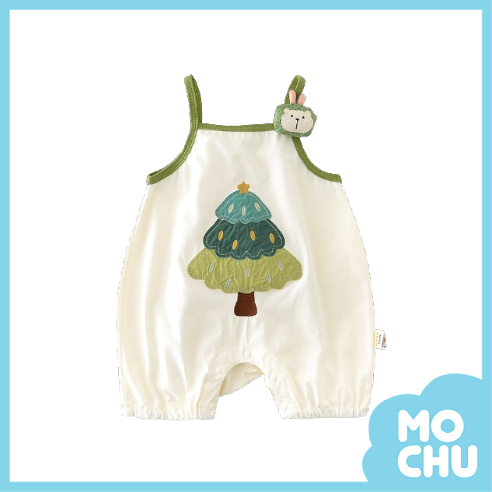 拼布小樹細肩帶連身衣