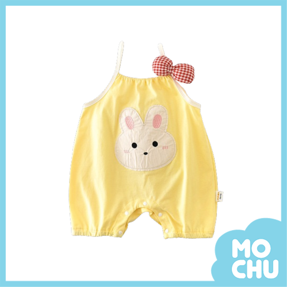 大臉蝴蝶結兔細肩帶連身衣