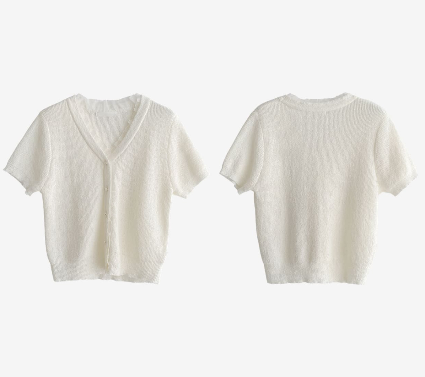 韓國Cherrykoko授權 奢華珍珠釦絲質滾邊造型開襟衫