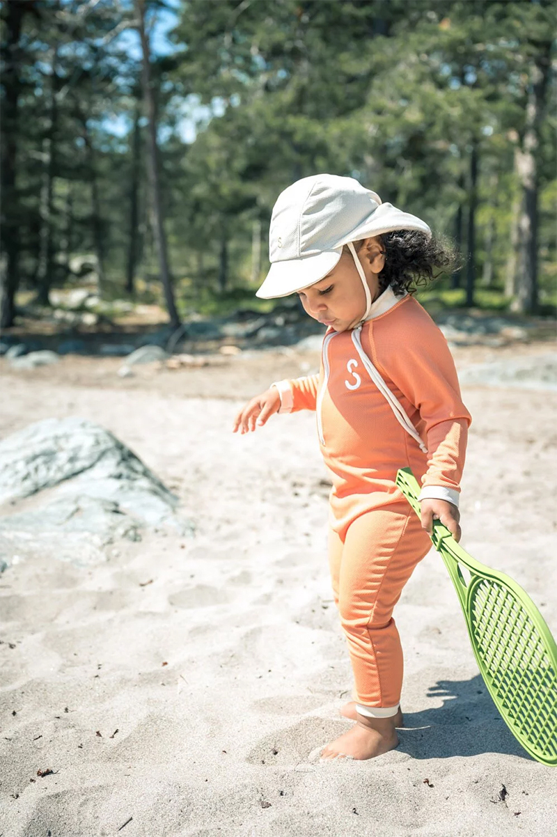 STUCKIES 長袖連身泳衣(UPF 50+)-珊瑚橘